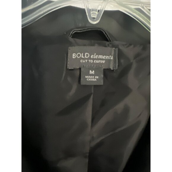 Womens Black Faux Leather Moto Jacket Bold Elements Medium - Picture 3 of 10